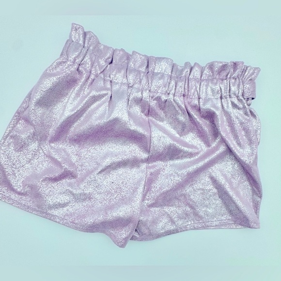 Flapdoodles Shiny Lavender Paper Bag Faux-Tie-Waist Shorts - Picture 4 of 4